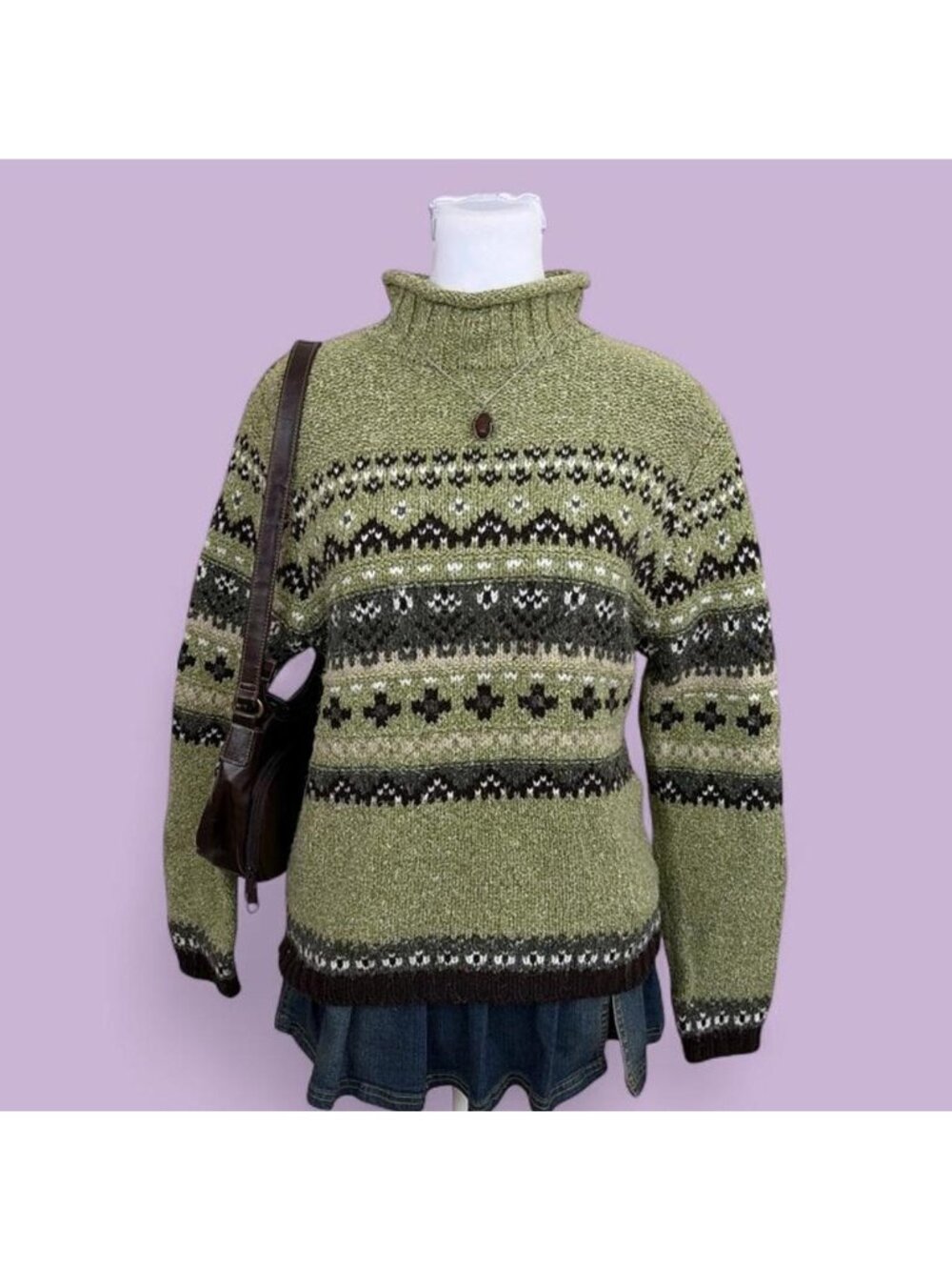 90s striped cottagecore roll neck sweater